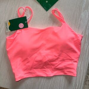 Halara backless twisted cropped yoga tank top size small color- fusion coral